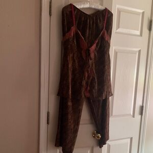 Victoria's Secret Brown and Pink Chemise Set